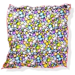 Silk Scarf ECHO 18" Square Hair Bag Purse Neck Accessory Flower Floral Summer